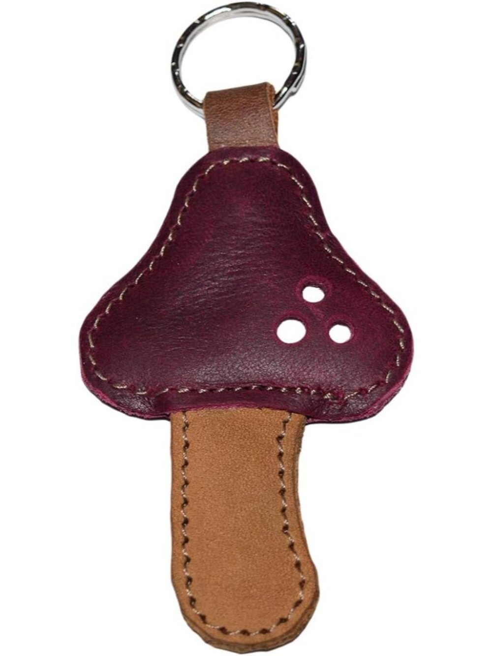Red Mushroom Leather Keychain/Key Rings/Accessories, Handmade